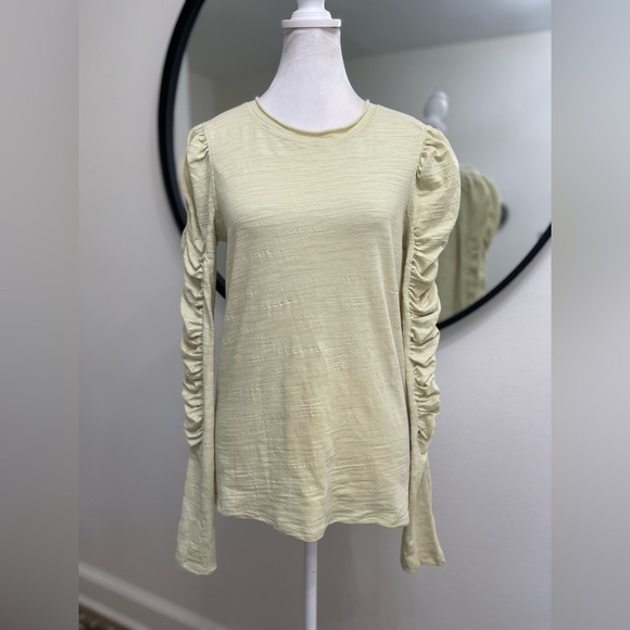 Free People NEW WITH TAGS Natasha Ruched Long Sleeve Top LIGHT GREEN - Picture 5 of 9